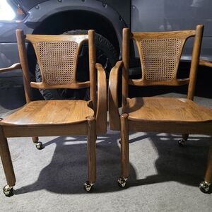 Elegant Wooden Dining Chairs with Cane Backrest